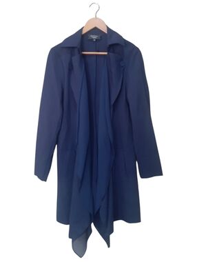 Red Coral Blue Draped Open-Front Waterfall  Blazer Jacket / Light Coat New